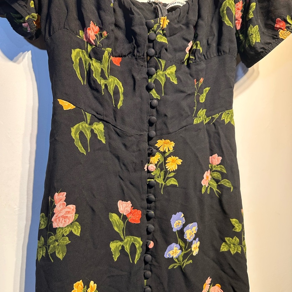Reformation Black Floral Puff-Sleeve Maxi Dress - Picture 4 of 7